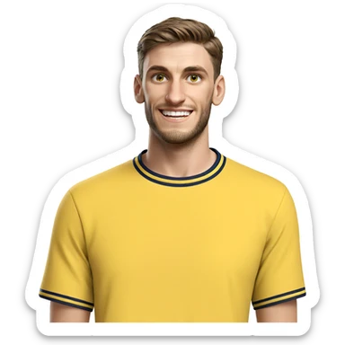 smiling boy in yellow shirt sticker