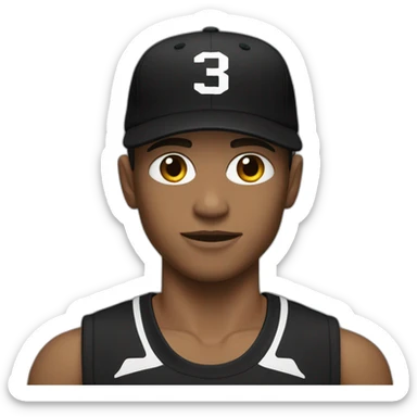 White skin Athlete with black hat and black track suit sticker