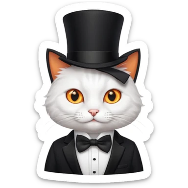 Um gato com gravata borboleta e usando uma Cartola sticker