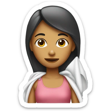 fille avec une serviette sur la tête  sticker