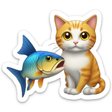 fish and cat sticker