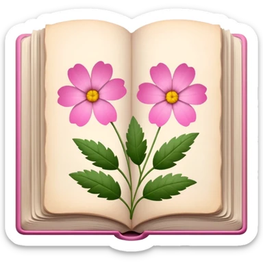 herbarium book with pink and flowers in each page  sticker