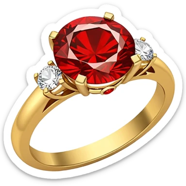 anillo de compromiso dorado con la gema roja sticker