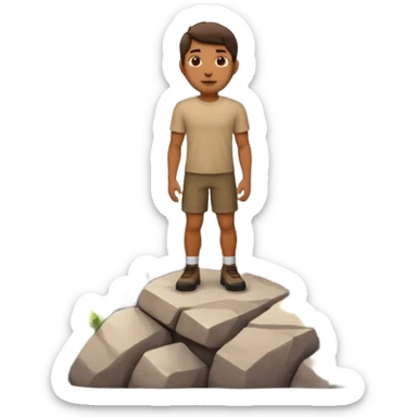 apple style emoji of a man standing on a mountain, the mountain is under his feet, no background sticker