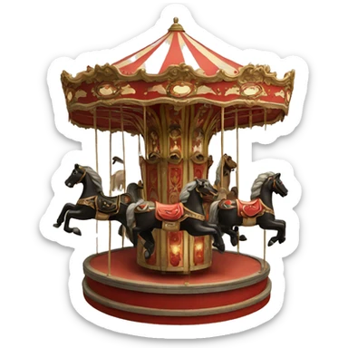 Vintage red and black carousel  sticker