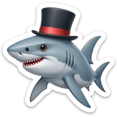 Shark with a top hat sticker