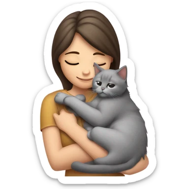 Grey kitty sleeping on brunette white girl's lap sticker