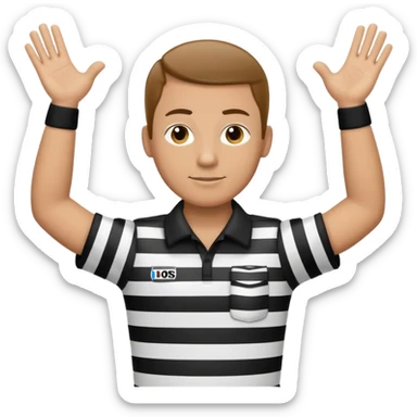 referee with raised arms crossed like an X sticker