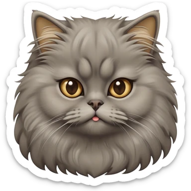 cinematic-adorable-big-eyed-fluffy-grey-persian-cat-portrait-emoji,-head-tilted-playfully-with-a-sweet-expression,-fluffy-grey-fur-with-rich-caramel-and-gold-undertones,-simplified-yet-irresistibly-cute-features-with-large,-expr sticker