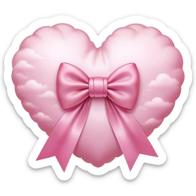 Pink heart +pink cloud +pink bow sticker