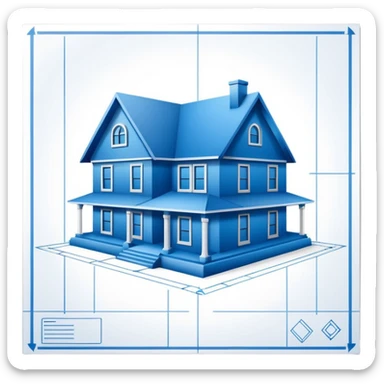 blueprint paper showing a house design, simple sticker