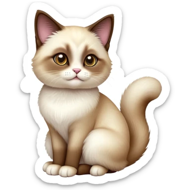 cinematic-[snowshoe cat]-realistic-full-body-sitting-emoji,-tail-curled-playfully-around-its-paws,-head-tilted-dramatically,-fluffy-[siamese]-fur,-simplified-yet-realistic-focused-features,-highly-detailed,-glowing-with-an-almost-sarcastic-glow sticker