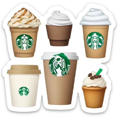 Different Starbucks emojis sticker
