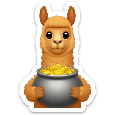 llama holding a  pot of gold sticker