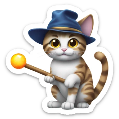 
Cat in a cap with a magic wand in its paw sticker