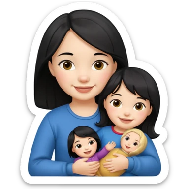 Toddler black hair girl – holding a russia doll sticker