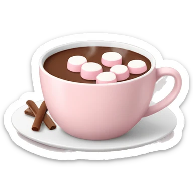 Light Pink mug of hot chocolate with marshmallows  sticker