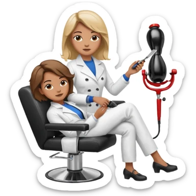 woman hairdresser chair sticker