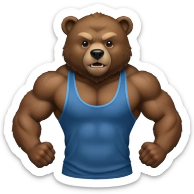 flexing black bear with tanktop sticker