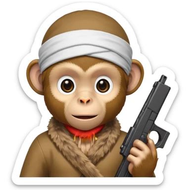 Monkey wearing a dorag and holding a glock sticker