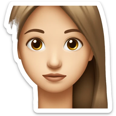 brown hair loose hair long hair white face straight nose pretty face sticker