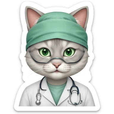 doctor cat, white surgeon mask sticker