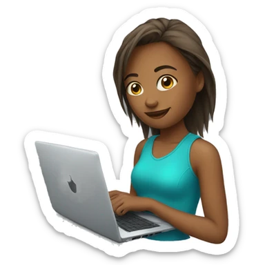 Girl whit laptop  sticker