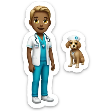 Tan boy vet nurse sticker