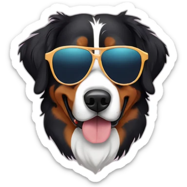 Bernese Mountain Dog wearing retro sunglasses sticker