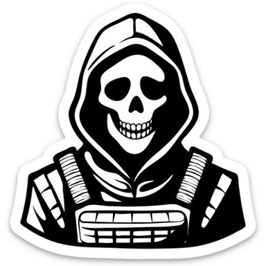 Call of Duty Ghost character with skull mask, tactical military outfit sticker