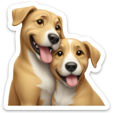 A dog hugging a dog  sticker