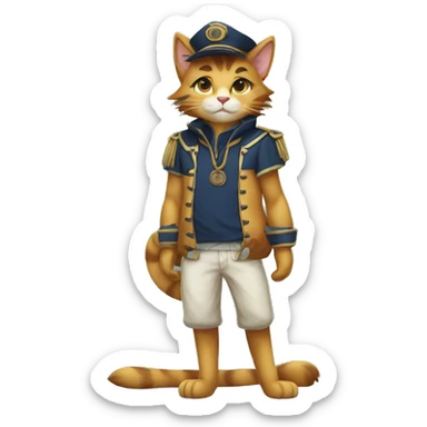 Anthro Fur-Sona feline-Fakémon with a Mariner’s-cap Full Body sticker