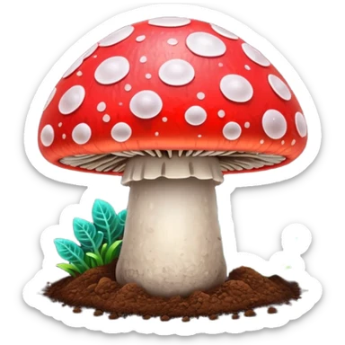 neon glowing magic mushroom with dirt sticker