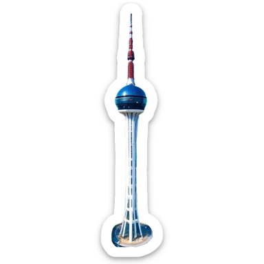 ​Cinematic Realistic N Seoul Tower, depicted in brilliant daylight as a slender, single-column tower rising from a modern cityscape, crowned by a sleek cylindrical observation deck offering panoramic views over Seoul, with crisp glass and steel surfaces reflecting clear blue skies and subtle architectural details that capture its futuristic elegance, sticker