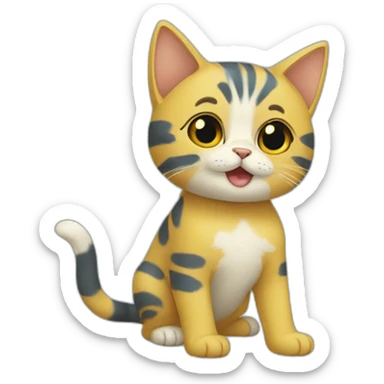 gatito azul y amarillo sticker