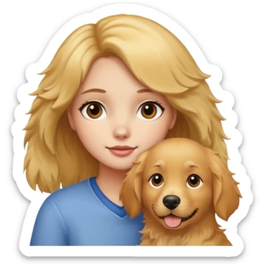 Girl with golden retriever  sticker
