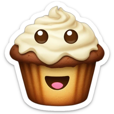 vanilla chocolate muffin with a face sticker