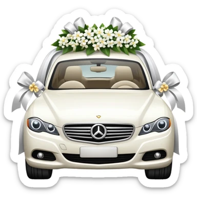Luxury car with wedding decorations, on the side sticker