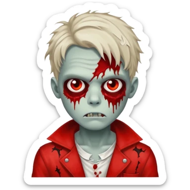 a zombie boy with eyebrow piercing and wavy medium hair sticker