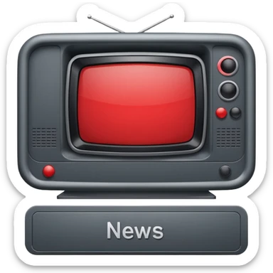 Create a baseboard to display the news headline and the interviewee's name, in a television style, using dark gray and red. In one corner, include a rounded space for the media outlet's logo. sticker