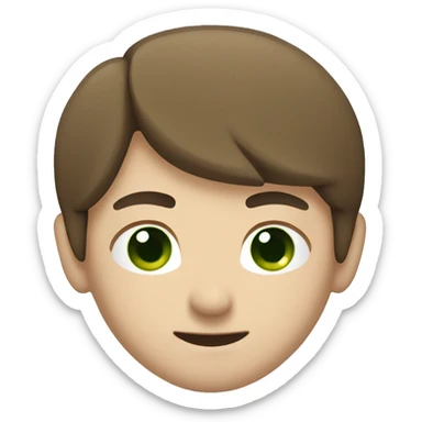 a withe guy with brown hair green eyes and a judogui sticker