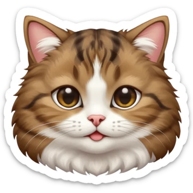 dark brown tabby and white small cat in funny positions upside down with eyes closed sticker