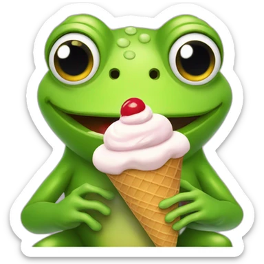 Frog eating an ice cream sticker