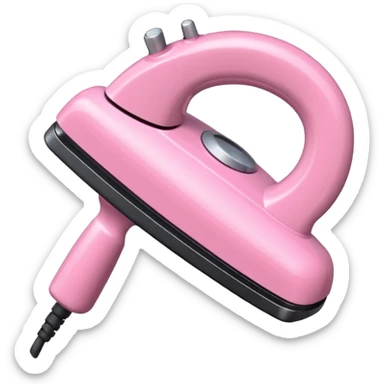 A baby pink hair iron in iOS emoji style, 3D icon, plastic texture, soft reflection, minimalist design. sticker