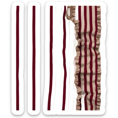 Dark Red beige striped Bed linen with ruffles sticker