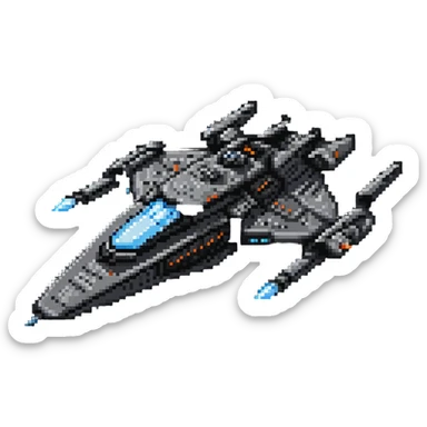 futuristic space cruiser with sleek design and glowing engines sticker