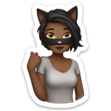 wonderful girl in cat mask sticker