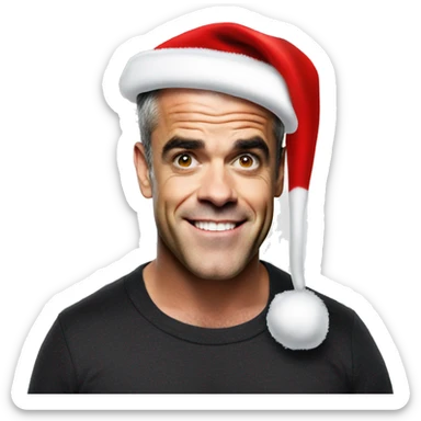 robbie williams with santa hat sticker