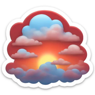 Red sunset with pale blue clouds sticker
