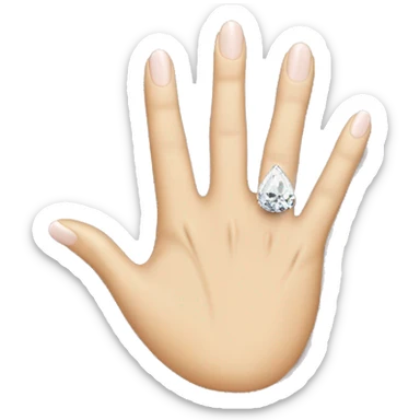 hand with engagement ring pear shape sticker